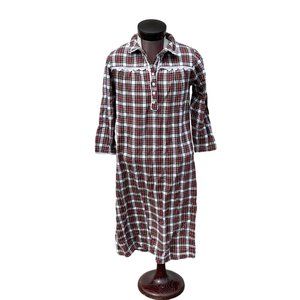 Sleep‎ Sense Plaid Flannel Nightgown Lace Accent Granny Modest Size Small Petite